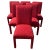 This set of dining chairs are made in the Parsons style. They are fully upholstered and have scrolled backs.