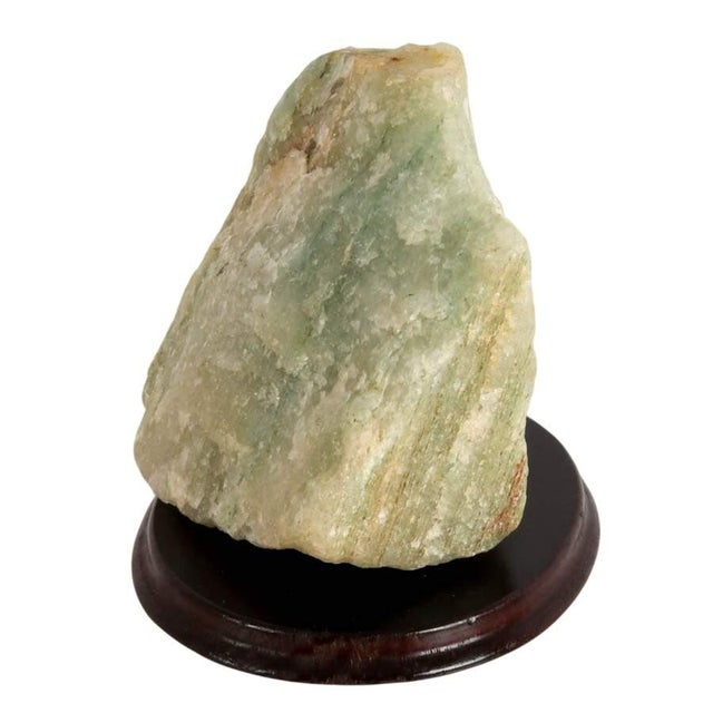 Abstract Rough Natural Fluorite Mineral Specimen on Wooden Display Base For Sale - Image 3 of 7