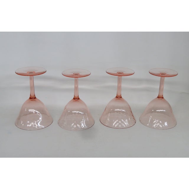 This stunning set of 4 Pink Optic Swirl Stemmed Glassware is made of depression glass. Each cup / goblet features a...