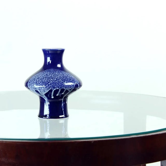 Mid-Century Blue Ceramic Vase, Former Czechoslovakia, 1960s For Sale - Image 9 of 10