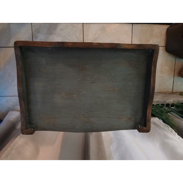 Early 20th Century Intervention No, Bleu & Gold" – Signed Hand-Distressed Folk Baroque Cabinet For Sale - Image 11 of 11