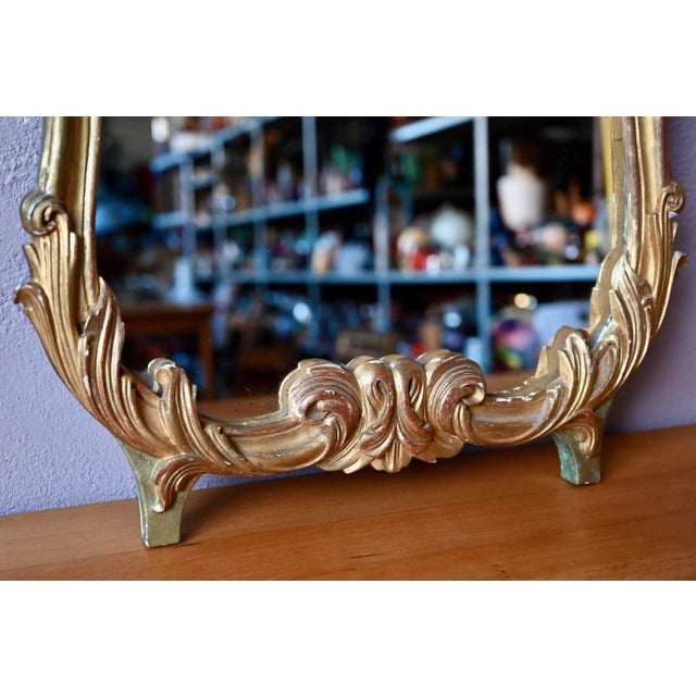 Baroque Gilt Table Mirror in Carved and Stuccoed Wood, 1950s For Sale - Image 6 of 9