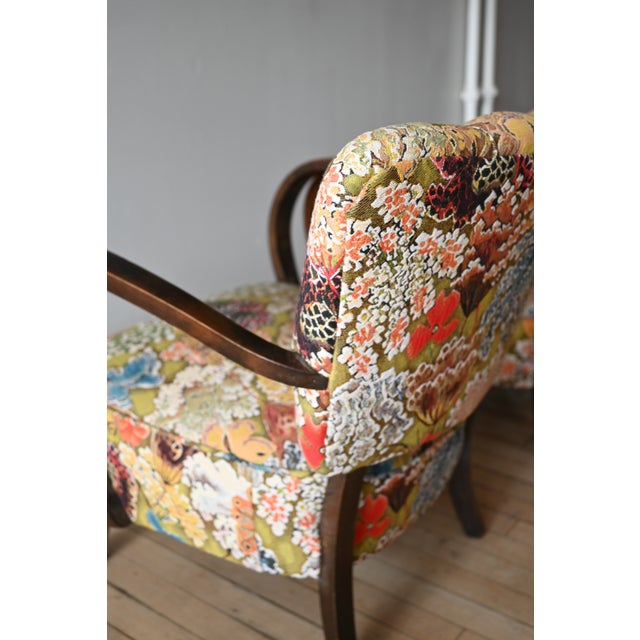 Petite Jindrich Halabala Armchairs in Pierre Frey Le Soleil Pour Temoin For Sale - Image 14 of 16