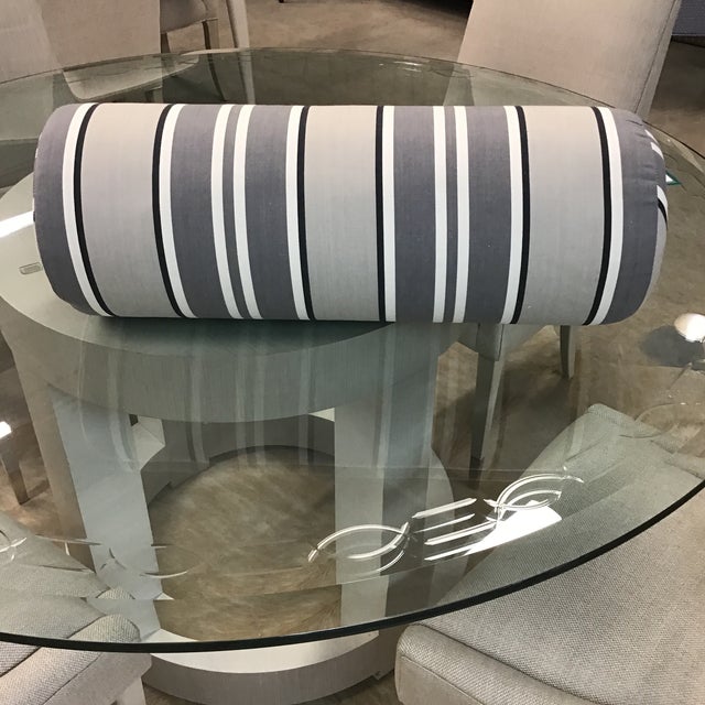 Stripped Grey Round Pillow Chairish