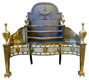 English 19th Century Brass and Steel Fire Grate, 1850