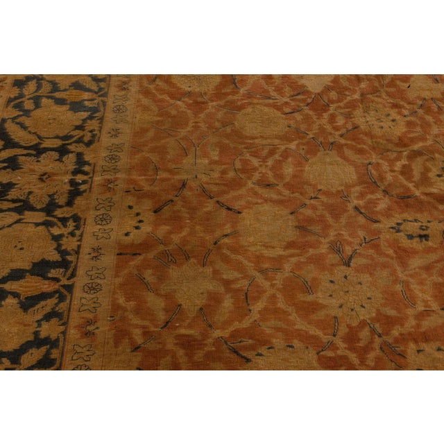 Authentic Indian Botanic Handmade Wool Carpet For Sale - Image 4 of 9