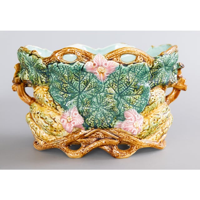 Antique French Onnaing Majolica Barbotine Pumpkin Jardiniere Cachepot, Circa 1880 For Sale - Image 11 of 11