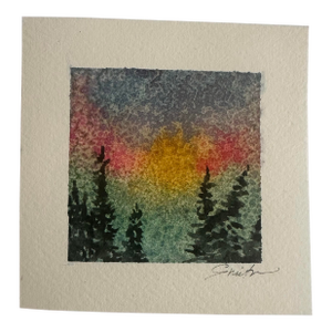 Original Watercolor Miniature “Sinking Sun” by Nancy Smith