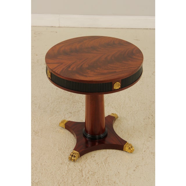 Traditional Pair French Empire Style Round Mahogany Lamp Tables For Sale - Image 3 of 14