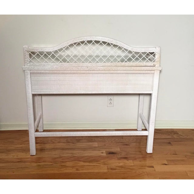 1960s Henry Link White Wicker Vanity Desk Chairish