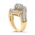 Haus of Brilliance 14K Yellow Gold 1.0 Cttw Baguette & Brilliant-Cut Diamond Round Floral Cluster Engagement Ring with Swirl Wrapped Triple Row Band - Size 7 For Sale - Image 4 of 7