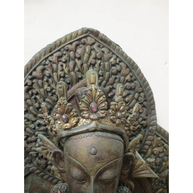 Copper Repousse Manjusri Late 19th Nepal For Sale - Image 12 of 16