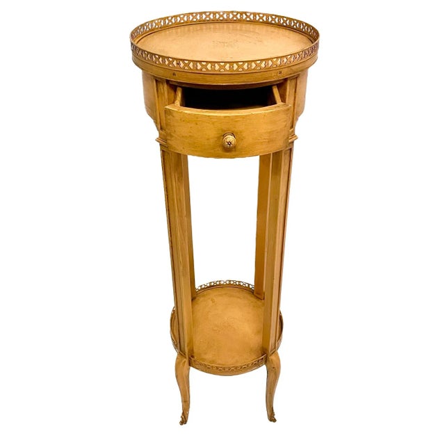 Vintage Peach Painted Two Tiered Plant Stand For Sale - Image 4 of 11