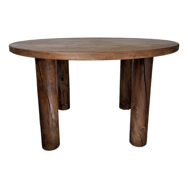 Constructivist Round Table in Walnut, 1950s For Sale