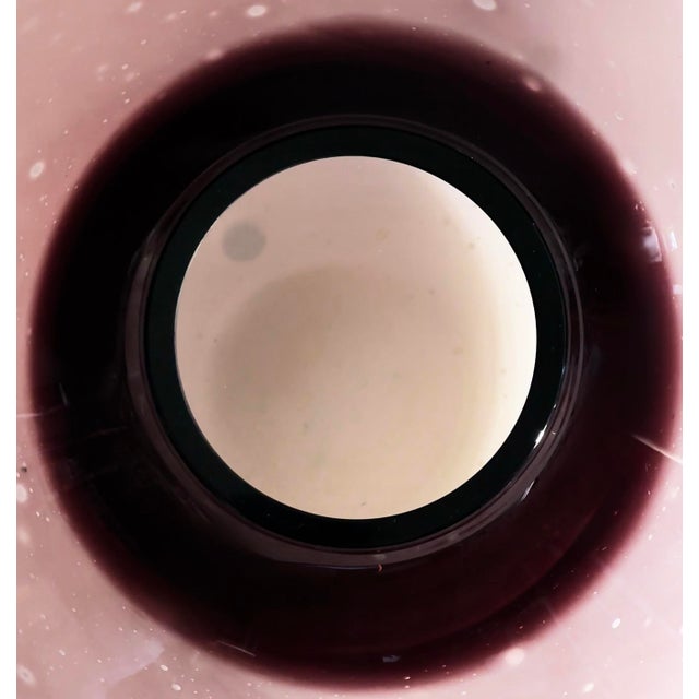 Alfredo Barbini Large Mid 20th Century Alfredo Barbini Burgandy and Pink Hand Blown Murano Glass Vase, Signed For Sale - Image 4 of 7