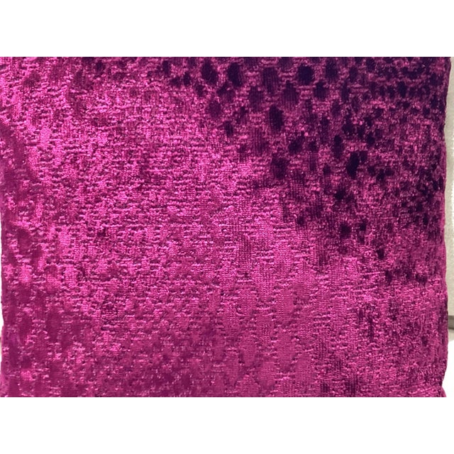 Contemporary New Custom Handmade Designers Guild Chenille Fuschia Fabric 12 1/2” Square Pillow ($235 Wholesale) For Sale - Image 3 of 4