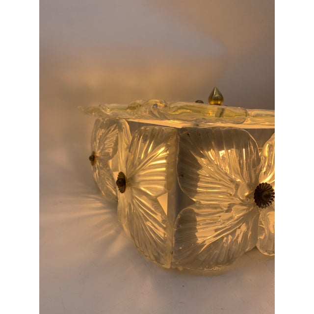 Elegant monumental handcrafted ceiling light or applique with Murano glass; probably from the Seguso company. Very rare...