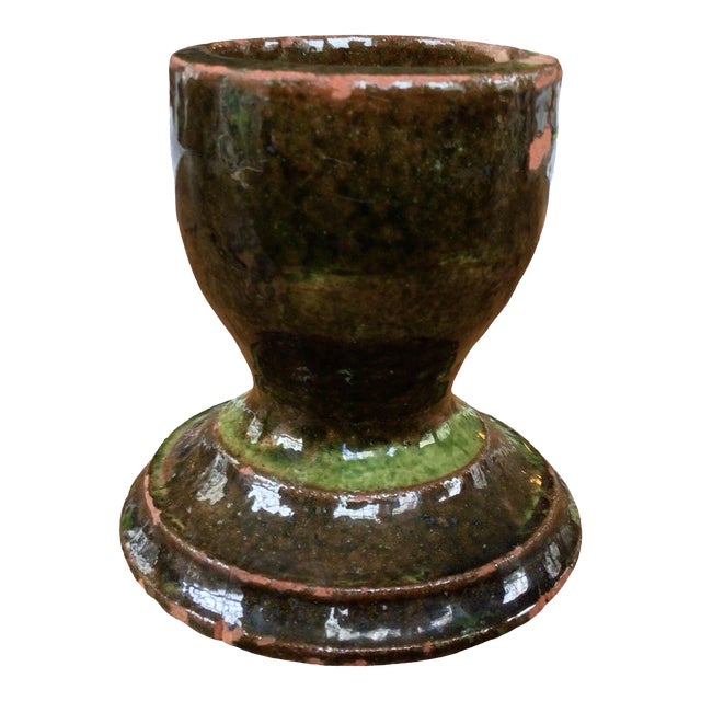 1970s Olive Green Hand-Made Pottery Vase For Sale