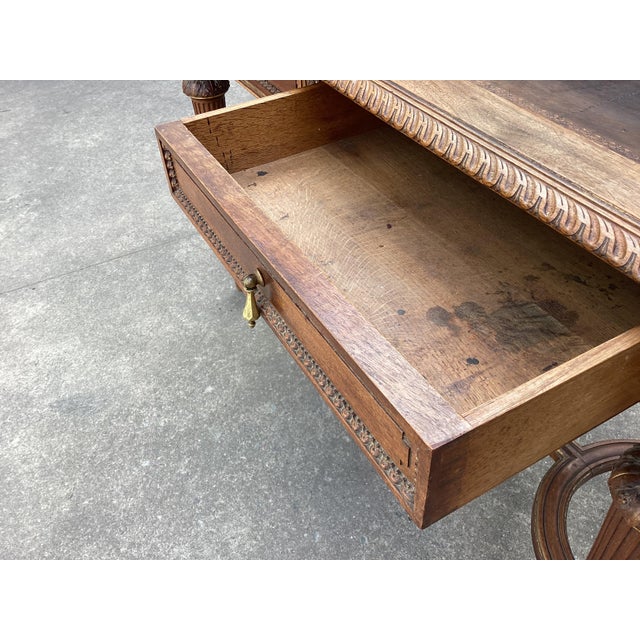 Burnt Umber French Louis XVI-Style Bureau Plat Desk For Sale - Image 8 of 13
