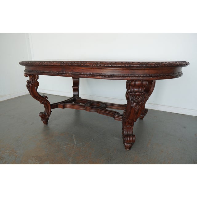 Traditional Antique Carved Wood Extension Dining Table For Sale - Image 3 of 16