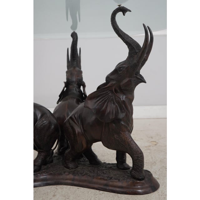 Bronze Elephant Base Glass Top Dining Room Table For Sale - Image 9 of 12