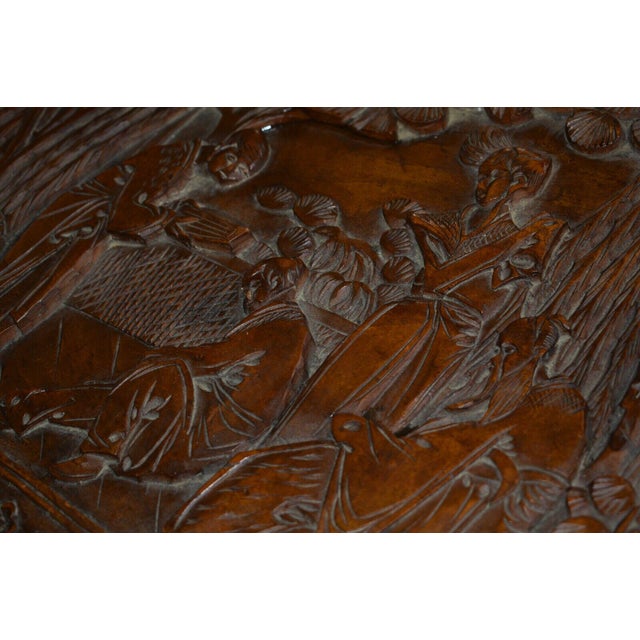 Antique Chinese Carved Camphor Chest Trunk For Sale - Image 6 of 13