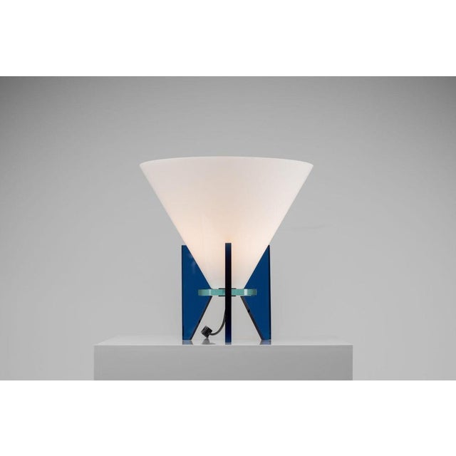 Blue Glass Otero Table Lamp by Rodolfo Dordoni for Fontana Arte, Italy, 1986 For Sale - Image 8 of 18