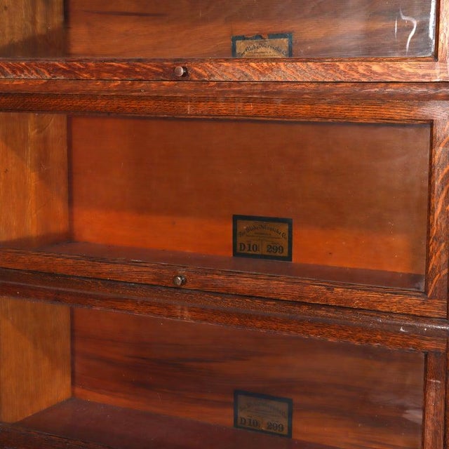 Antique Globe Wernicke Arts & Crafts Mission Oak Stack Barrister Bookcase Circa 1920 For Sale - Image 6 of 10