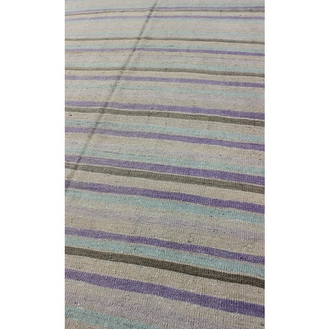 Keivan Woven Arts - Vintage Turkish Kilim with Stripes in Light green, Pastel Purple, Cream and Taupe rug/ origin/turkey...