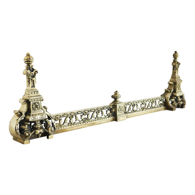 Antique French Louis XVI Style Adjustable Bronze Fireplace Fender, 1880 For Sale