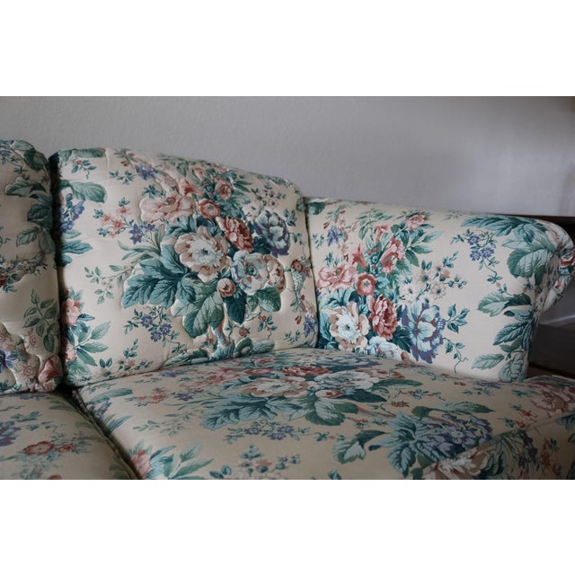 Textile Rare Vintage Floral Couch With Trapunto Embroidery From 1990s For Sale - Image 7 of 16