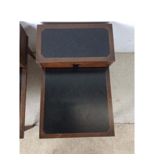 Mid-Century Modern Pair Mid Century Modern Walnut Step Tables With Single Drawer For Sale - Image 3 of 12