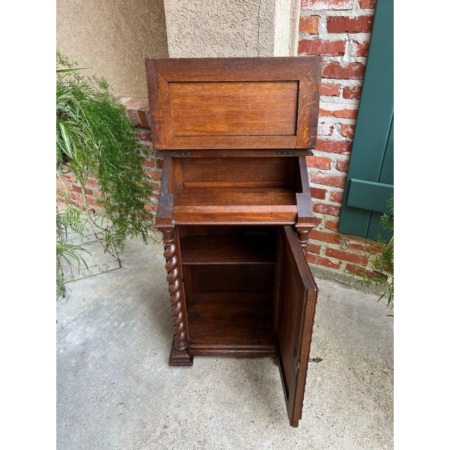 Antique French Altar Lecturn Gothic Bible Box Podium Sacristy Cabinet Carved Oak For Sale - Image 11 of 18