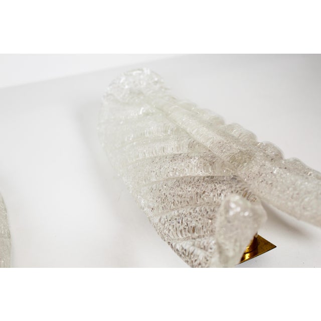 Large Leaf-Shaped Wall Lamps in Murano Glass from Barovier & Toso, 1960s, Set of 2 For Sale - Image 6 of 8