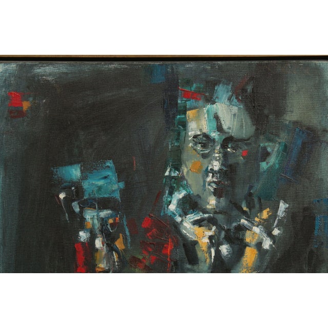 Vintage Abstract Expressionist Portrait Original Painting For Sale - Image 9 of 13