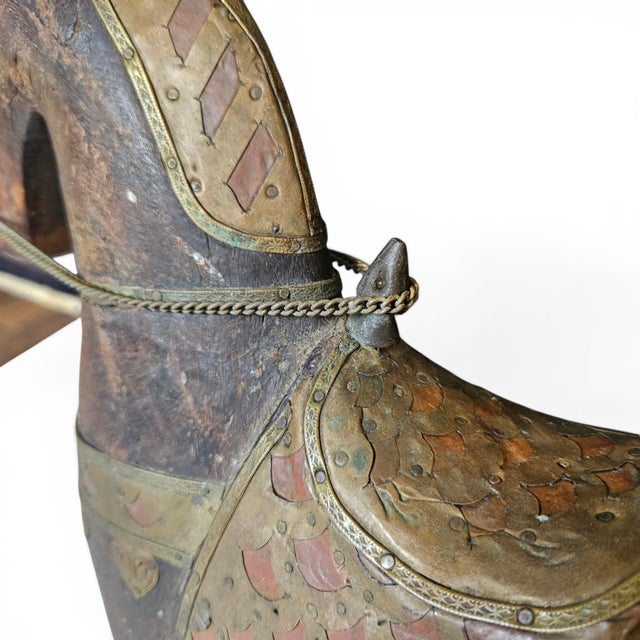 Vintage Anglo-Indian Brass Clad Marwari Horse Sculpture For Sale - Image 18 of 18