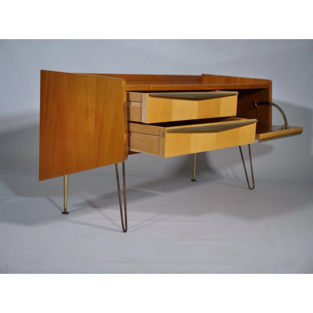 Mid-Century Modern Italian Cherry Wood Lowboard with Original Hairpins, 1950s For Sale - Image 3 of 13
