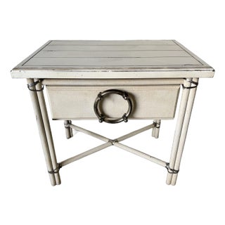 Vintage One Drawer End Table / Nightstand With Oversized Ring Pull Handle For Sale