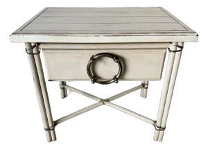 Vintage One Drawer End Table / Nightstand With Oversized Ring Pull Handle
