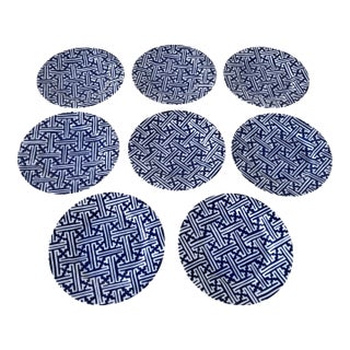 Fitz and Floyd Blue and White Arabesque Salad Plates - Set of 8 For Sale