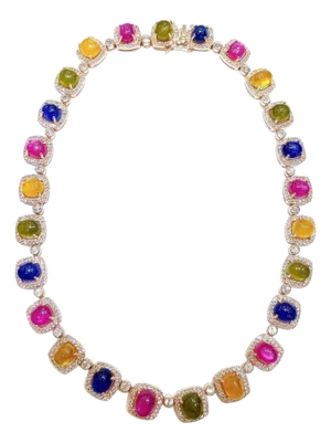 Bochic “Capri” Vintage Ruby & Fancy Color Sapphire Necklace Set in 18K & Silver
