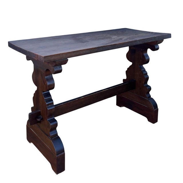 Spanish Rustic Trestle Console Table, 1940s For Sale - Image 10 of 10