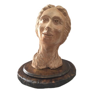 Statue Sculpture in Raw Earth of Woman, 1950s For Sale