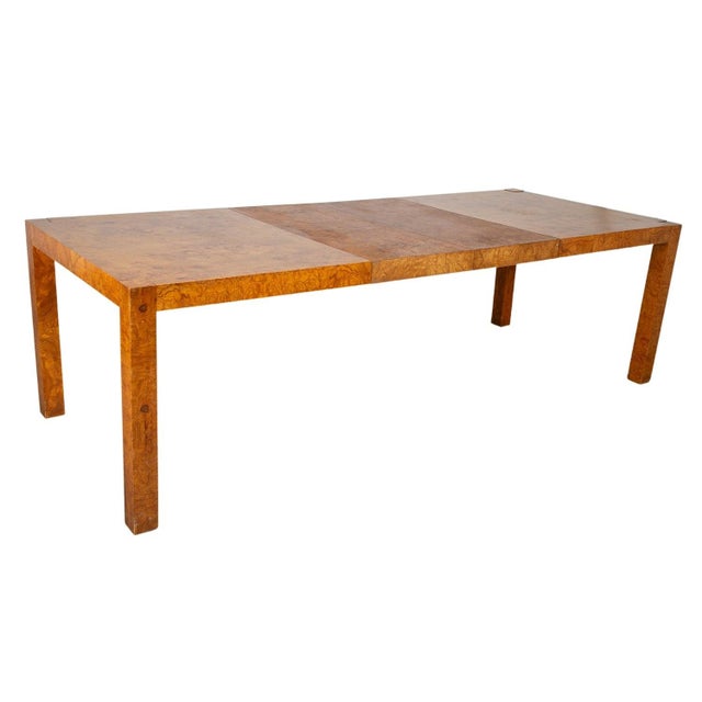 Mid-Century Burl Wood Parsons Dining Table in the Style of Milo Baughman For Sale - Image 13 of 14
