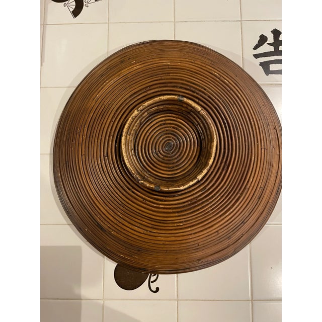 1970’s Large 20" Crespi Style Pencil Reed Footed Bowl For Sale In New Orleans - Image 6 of 10