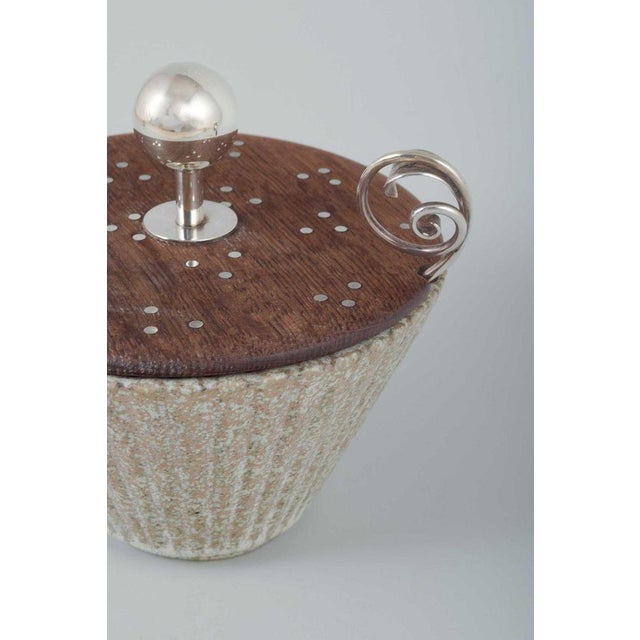 Light Grey Glazed Ribbed Stoneware Bowl by Arne Bang, 1940s-1950s, Set of 2 For Sale - Image 3 of 8