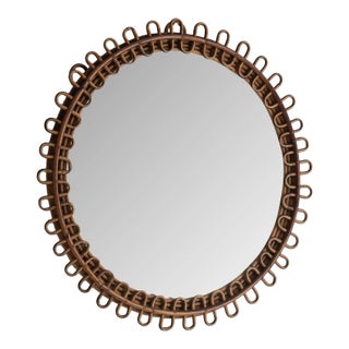 Franco Albini Rattan Mid Century Italian Mirror For Sale