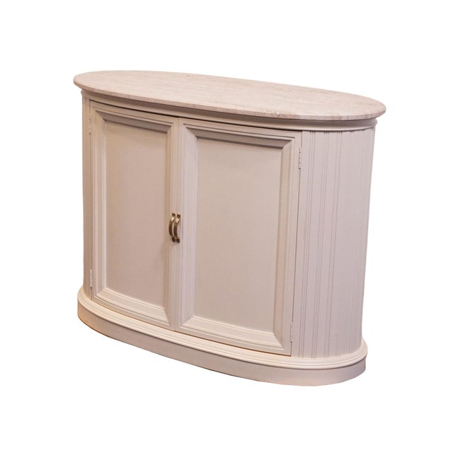 CENTURY FURNITURE Coastal Contemporary Style 46" White Oval Console / Server Buffet w. White Granite Top 35" High 46" Wide...