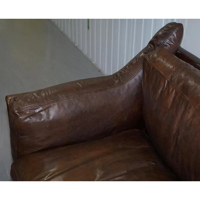 Vintage Brown Leather Sofa For Sale - Image 11 of 18