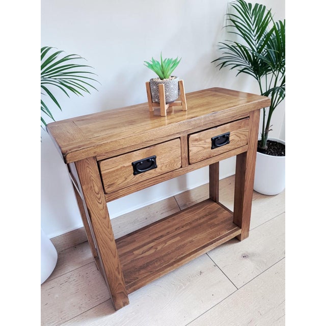Vintage Country Oak Side Table, 1980 For Sale - Image 3 of 16